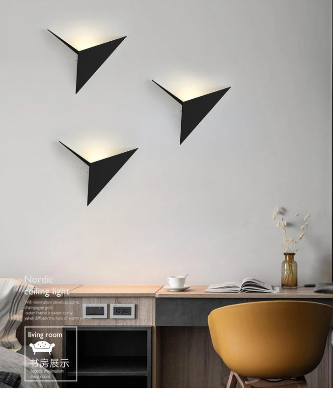 Creative Triangle Wall Lamp Nordic Led Wall Light Living Room Background Bedside Lamps Stairs Indoor Bra Wall Sconce Lighting