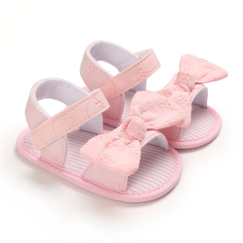Infant Baby Girls Summer Sandals with Flower Soft Sole Newborn Toddler First Walker Crib Dress Shoes