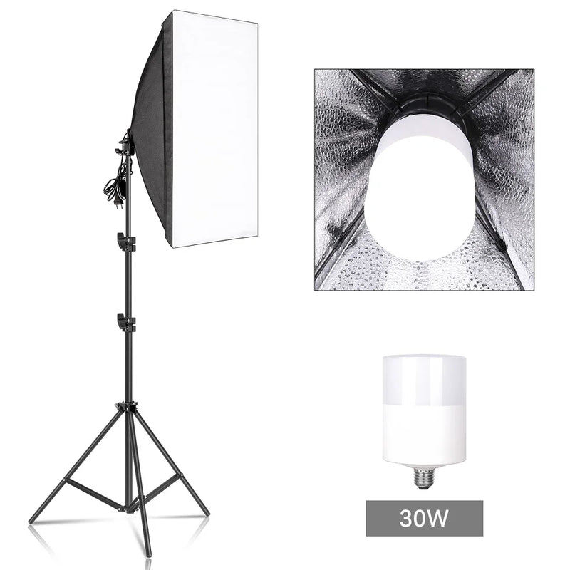 Photography 50x70CM Softbox Lighting Kits System Soft box Professional Continuous Light Use For Photo Studio Portrait Shooting