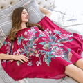19MM100% Mulberry Silk Nightgowns For Women  Long Silk Nightgown Women Nightdress  Floral Real Silk sleepwear Ladies Female Gift