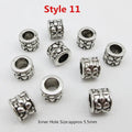 10pcs/pack Antique Silver different 10 styles hair braid dread dreadlock beads rings tube approx 5.9-6.4mm inner hole jewelry