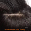 15x16cm Virgin European Human Hair Topper Hair Piece Clips in Loose Wave Silk Top Base Topper with Bangs for Thinning Hair Women
