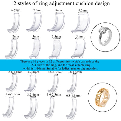 8Pcs/lot Silicone Invisible Clear Ring Size Adjuster Resizer Loose Reducer Sizer Fit Any Jewelry Tools | SAMAG