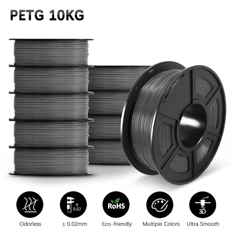 SUNLU PETG 3D Filament 1KG Biodegradable 1.75MM 10Rolls Bright Color Good Toughness Excellent Acid Alkali Weather Resistance