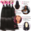 Beaufox Brazilian Hair Weave Bundles Straight Human Hair Bundles Extension Natural/Jet Black Remy 1/3/4 Pc Hair Bundles 8-30 In