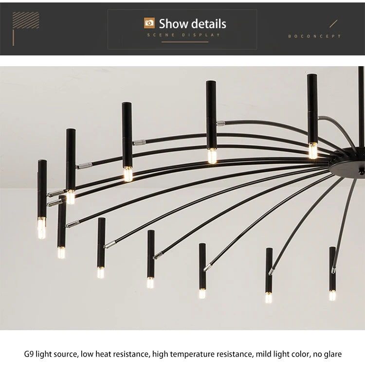 Black Chandelier Living room Foyer Hotel Large Chandelier Indoor Nordic Post Modern Loft Industiral Vintage Chandelier Lighting