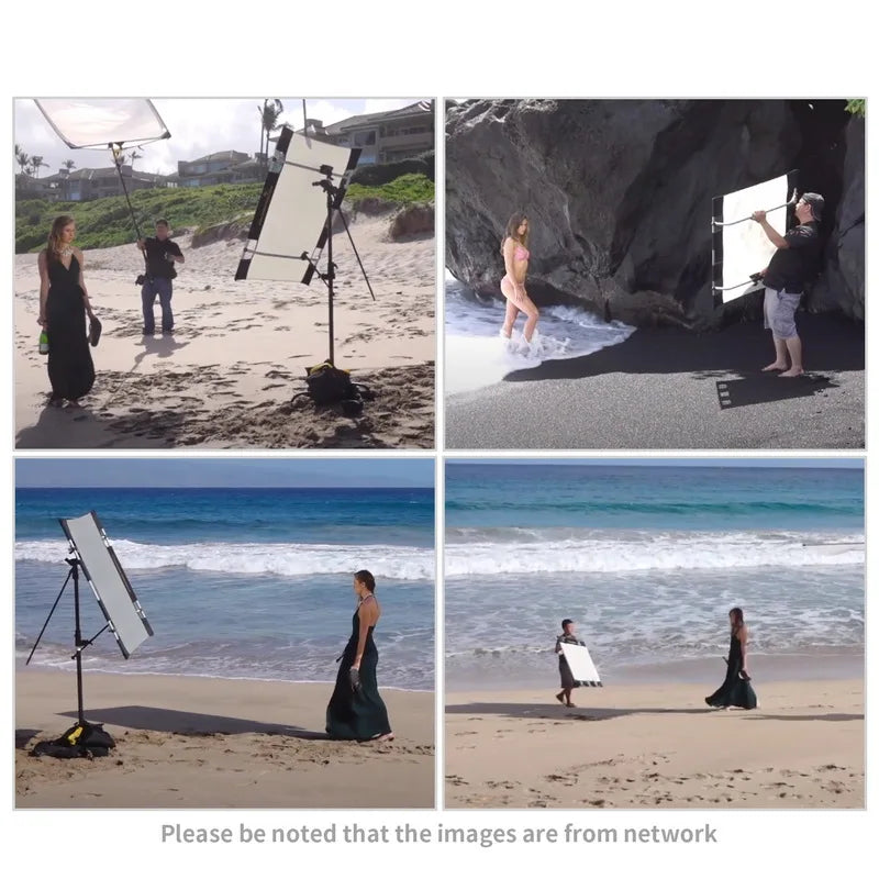 Selens 7-In-1 Reflector Set Foldable Photography Light Reflective Screen + Aluminium Stand + Bag For Photography Studio