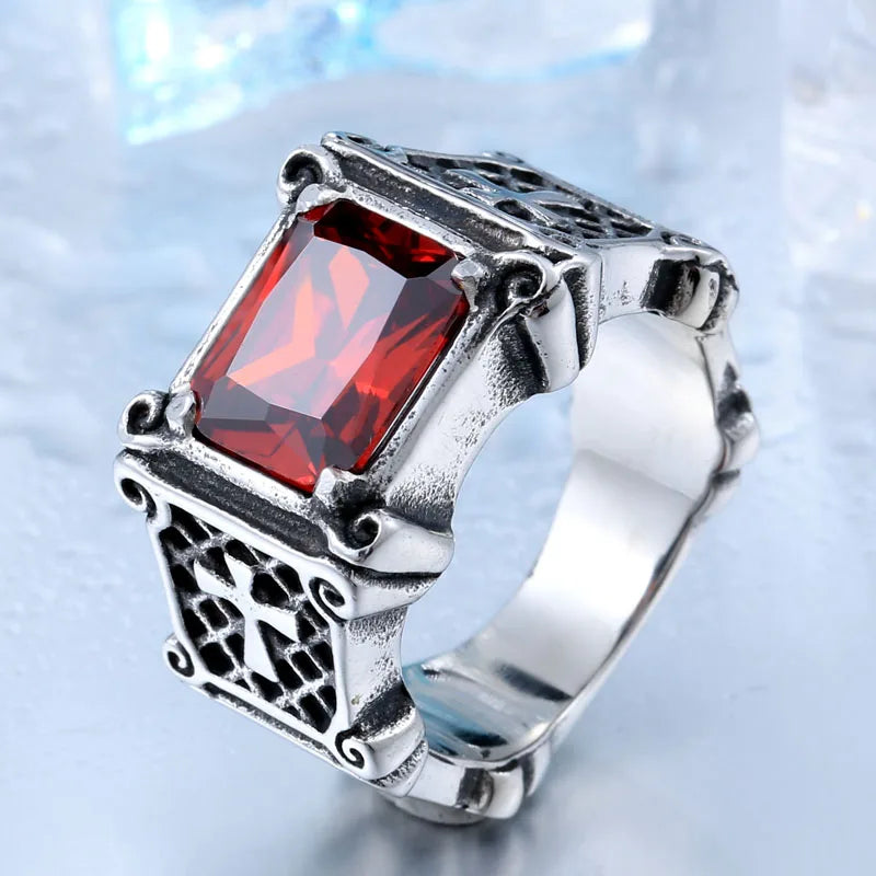 BEIER Stainless steel Cool Unique Black Stone Ring Titanium Steel Retro Old Totem Jewelry For Man Factory Price Sale BR8-334