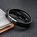 Charm Stainless Steel Leather Cross Brown/black Bracelet Men Hiphop Jewelry Magnetic Clasp Mutilayer Male - Visuel 2 | SAMAG