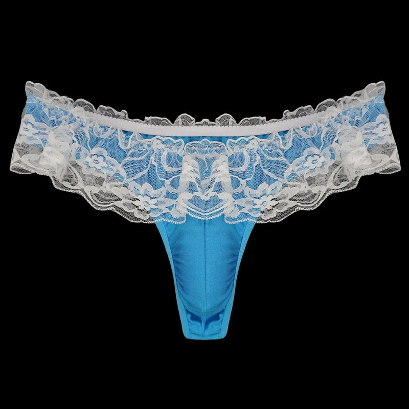 Sexy Men Lace THONG TBACK Bikini Underwear Sissy Pouch Panties Penis Pouch Panties Men Sexy Underwear M L XL XXL jockstrap