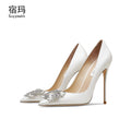Woman Shoes New Luxury Pumps Pointed Toe Party High Heels White Wedding Shoes Rhinestone Elegant Women's Shoes Bridal Shoes Wome