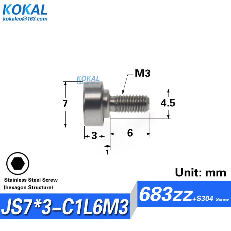 1pcs Screw Bearing M3/M4/M5/M6 SUS304 Stainless Shaft Ball NTBG BJL01 External Thread 608/626/6000 - Visuel 7 | SAMAG