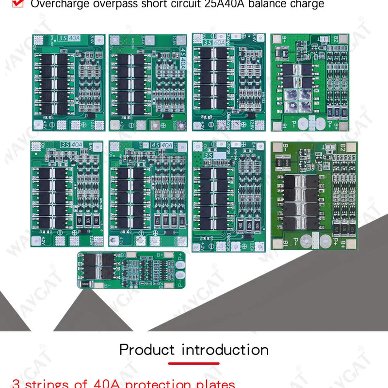 3S/4S 20 40A 60A Li-ion Lithium Battery Charger Protection Board 18650 BMS Drill Motor 11.1V 12.6V/14.8V 16.8V Enhance/Balance