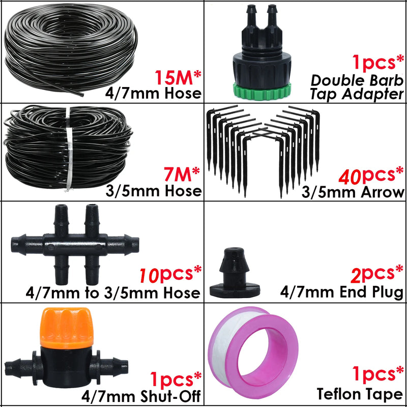 KESLA Garden Automatic Watering Irrigation Kit Elbow Emitter Drip System 4/7MM to 3/5MM Hose for Bonsai Potted Flower Greenhouse