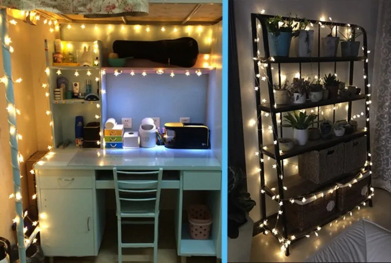 1.5m/3m/6m/10m LED Star String Lights Christmas Garland Battery USB Powered Wedding Party Curtain String Fairy Lamps For Home