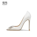 Woman Shoes New Luxury Pumps Pointed Toe Party High Heels White Wedding Shoes Rhinestone Elegant Women's Shoes Bridal Shoes Wome