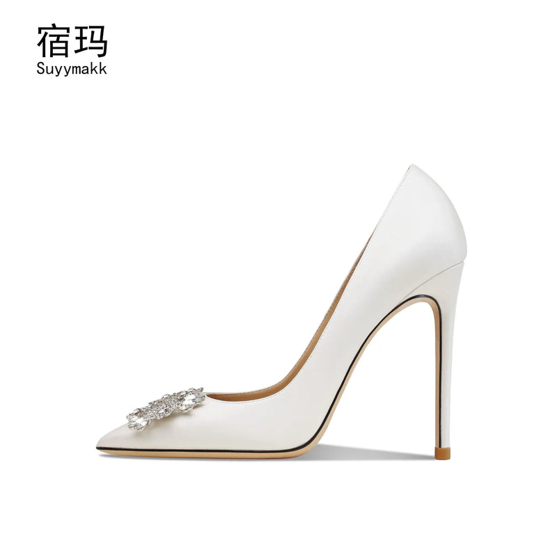 Woman Shoes New Luxury Pumps Pointed Toe Party High Heels White Wedding Shoes Rhinestone Elegant Women's Shoes Bridal Shoes Wome