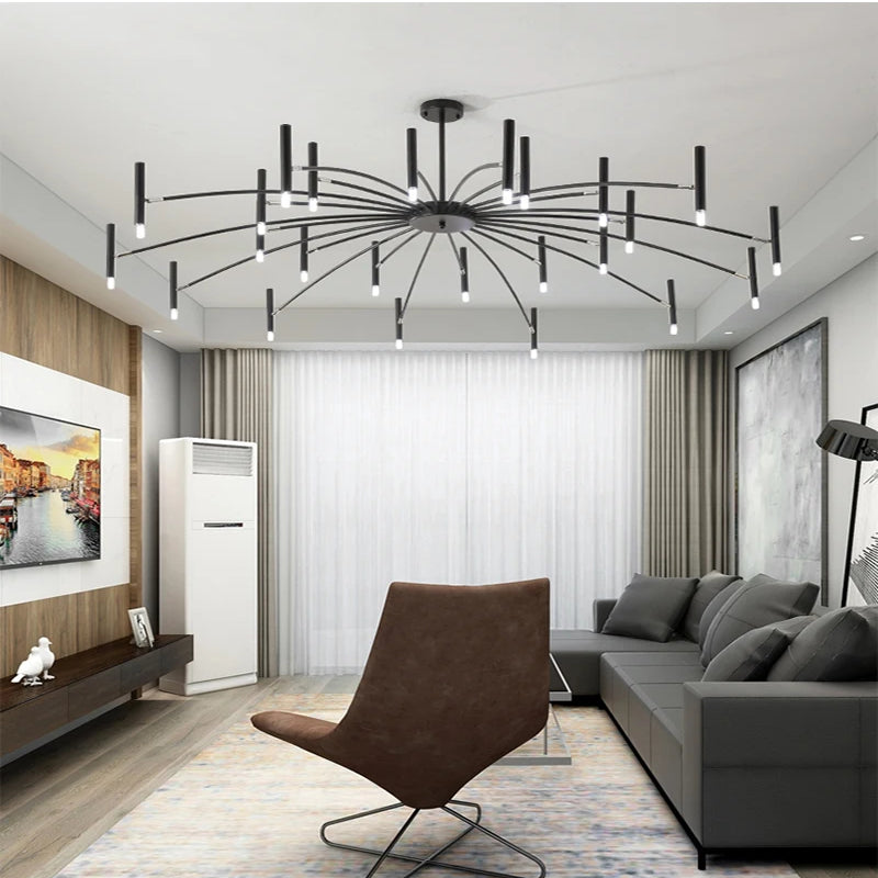Black Chandelier Living room Foyer Hotel Large Chandelier Indoor Nordic Post Modern Loft Industiral Vintage Chandelier Lighting