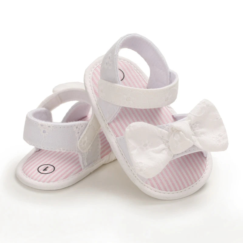 Infant Baby Girls Summer Sandals with Flower Soft Sole Newborn Toddler First Walker Crib Dress Shoes