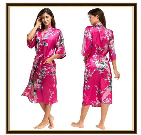 Half Sleeve Loose Style Woman Japanese Kimono Satin Silk | SAMAG