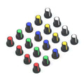 30PCS/lot WH148 Potentiometer Knob Kit Plastic Knobs Cap 6mm Shaft Hole AG2 Yellow Orange Blue White Red 5value*6PCS=30PCS