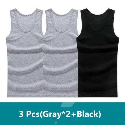 3pcs/lot Man's 100% Cotton Solid Seamless Underwear Brand Clothing Mens Sleeveless Tank Vest Comfortable Undershirt Undershirts