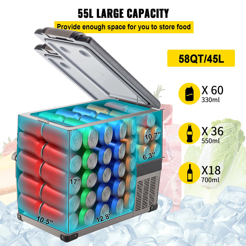 SucceBuy 20L 22L 35L 45L 55L Car Refrigerator Mini Fridge Freezer Portable Compressor Cooler DC 110-240V Ice Box for Camping