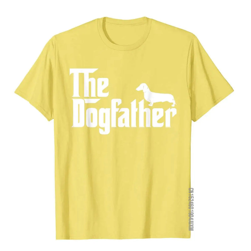 Mens The Dogfather Dachshund T-Shirt Funny Father Dog Lover Gift T-Shirt & Tees Unique Cotton Men's T Shirt Chinese Style