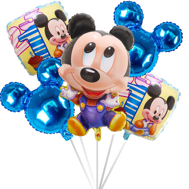 5pcs Mickey Minnie Head Birthday Party Decoration Balloon Helium Foil Balloons Baby 1st Baby Shower Air Globos Kids Toys Ball