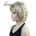 StrongBeauty Short Wig Soft Tousled Curls Blonde Highlights Full Synthetic Wigs COLOUR CHOICES