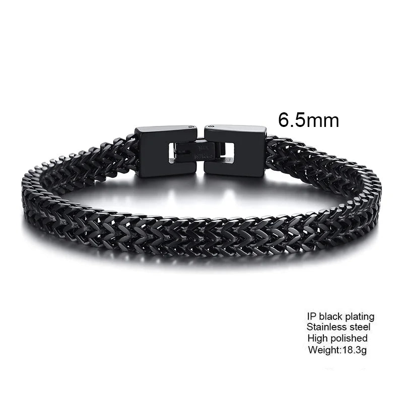 Stylish Stainless Steel Bali Foxtail Chain Bracelet for Men,Double Franco Link Chain Bracelets,Male Jewelry Gift for Dad Son