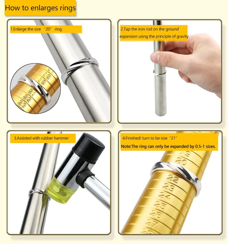 Professional Stick Ring Sizer Ring Stick Enlarger Mandrel Gauge Set Finger Sizes Measuring Jewelry Sizing Tools Equipment