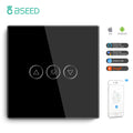 BSEED Single Smart Wifi Dimmer Switches 1Gang 1WayWifi Control Dimmable Led Light Glass Panel Support Tuya Google Smart Life