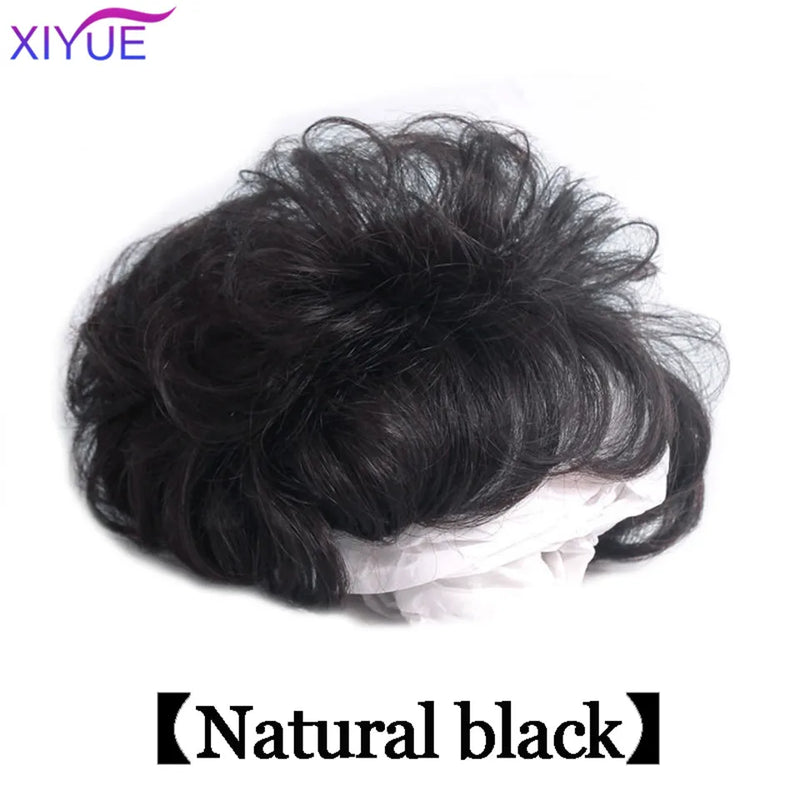 XIYUE Natural Black Brown Hair Topper With Bangs Clip In Hair Extensions Hairpieces Heat Resistant Fiber For Women
