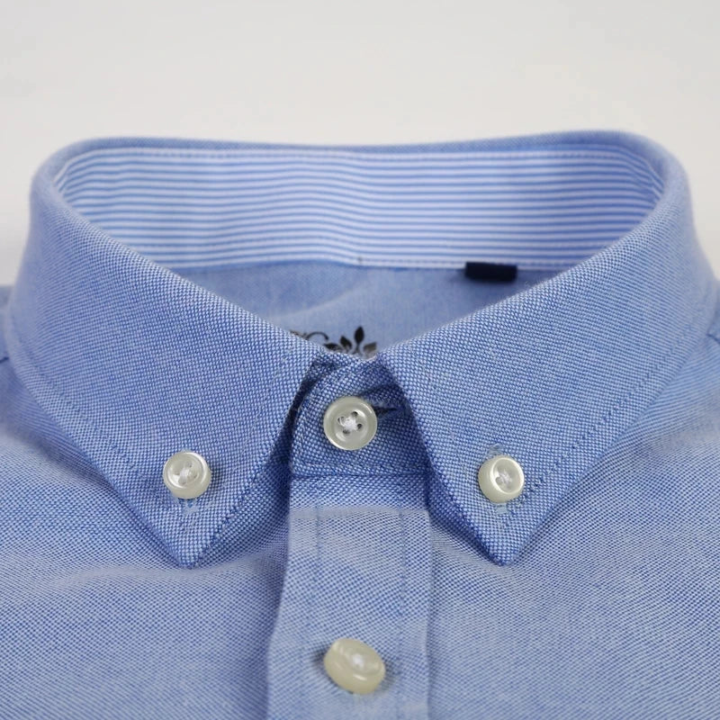 S~6XL Cotton Oxford Shirt For Men's Long Sleeve Plaid | SAMAG