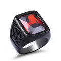 BEIER Stainless steel Cool Unique Black Stone Ring Titanium Steel Retro Old Totem Jewelry For Man Factory Price Sale BR8-334