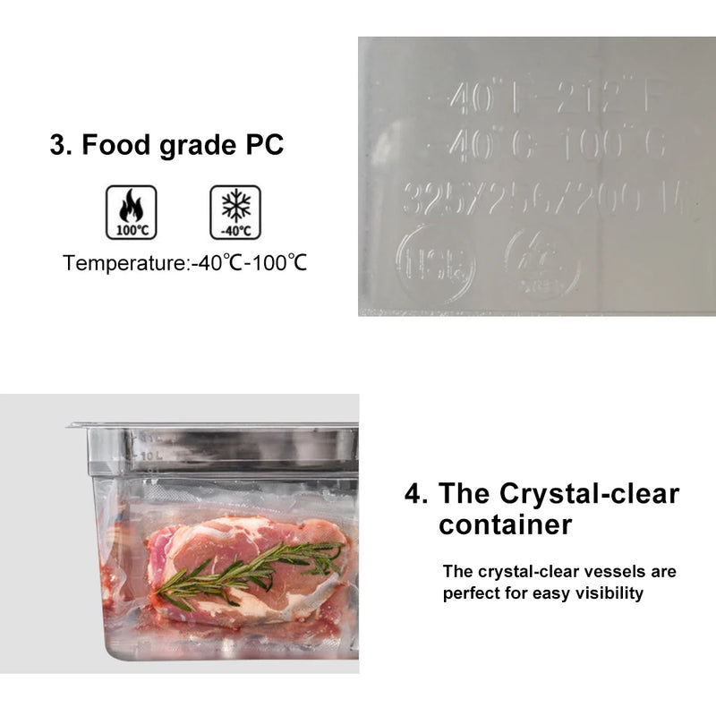Stainless Steel Sous Vide Rack , 11L Sous Vide Cooker Containers Detachable Dividers Separator for Immersion Circulators