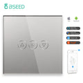 BSEED Single Smart Wifi Dimmer Switches 1Gang 1WayWifi Control Dimmable Led Light Glass Panel Support Tuya Google Smart Life