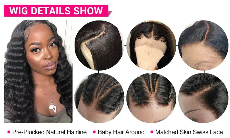 Siyun Show Loose Deep Wave Wig 30 Inch 13X6 HD Transparent Lace Frontal Wig 250 Density Lace Front Human Hair Wigs For Women