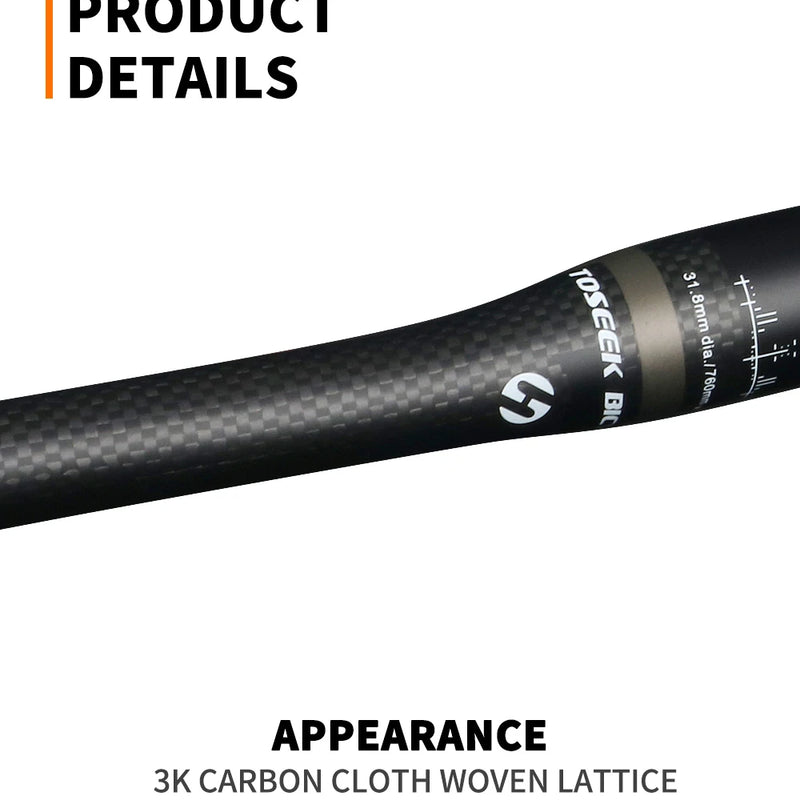 TOSEEK Carbon Fibre Handlebar MTB Bicycle Handle Bar Parts 31.8mm Rise/Flat Handlebars 580/600/620/640/660/700/720/740/760mm