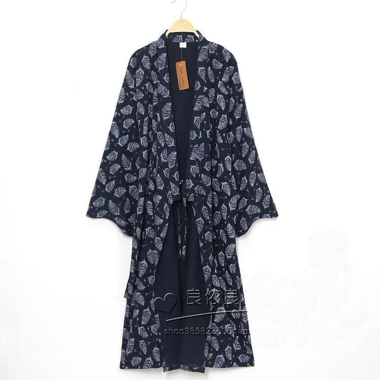 Oversize Japanese Style Kimono Cardigan Set Men's Nightwear Bathrobe Cotton Comfortable Home Suit Robe Sleepwear Daily Casual