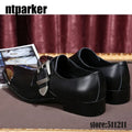 ntparker Fashion Men's leather shoes buckle strap pointy Mteal Front Cap high heels Business dress oxford shoes for men