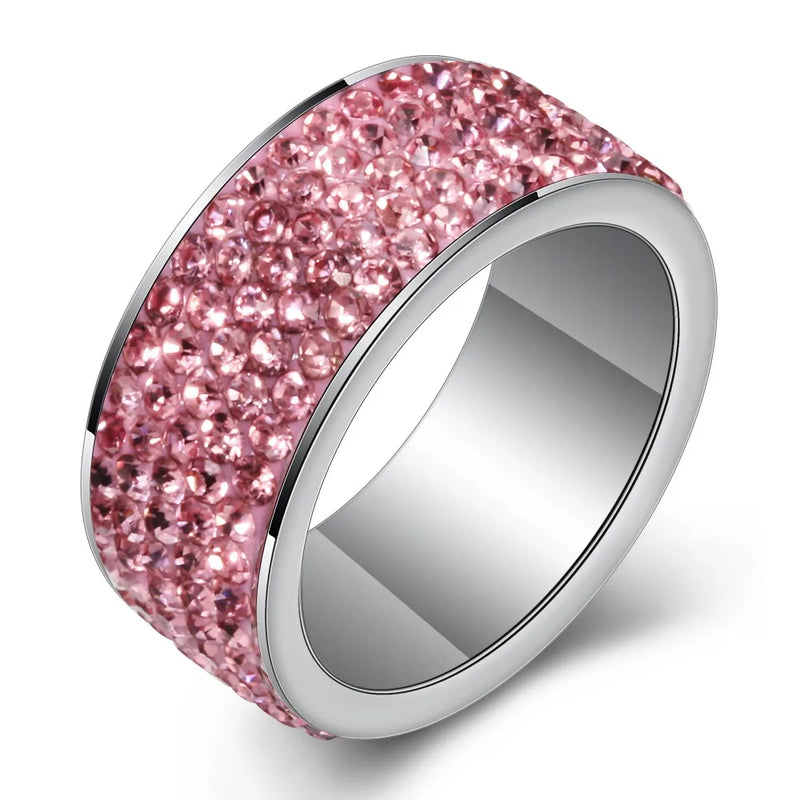 High Quality New arrival Fashion gift Charm Party New arrival rhinestone wedding jewelry Stainless Steel CZ Crystal Rings