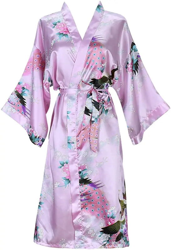 Silk Satin Wedding Bride Bridesmaid Robe Floral Bathrobe | SAMAG