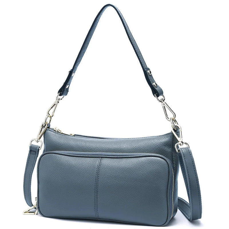 Zency Women's Handbag 100% Genuine Leather Ladies Shoulder Crossbody Messenger Bag Fashion Hobos Black High Quality