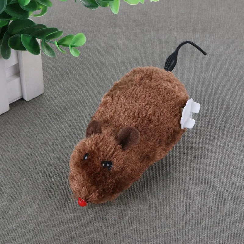 Creative Funny Clockwork Spring Power Plush Mouse Toy Multi Color Cat Dog Playing Interactive Toy Mechanical Motion Rat Pet Toy