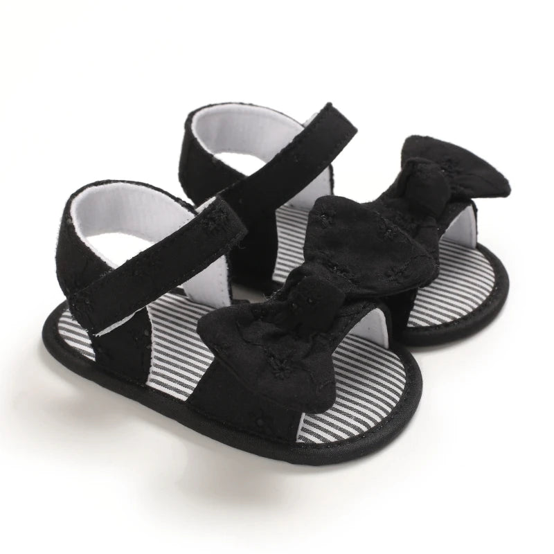 Infant Baby Girls Summer Sandals with Flower Soft Sole Newborn Toddler First Walker Crib Dress Shoes