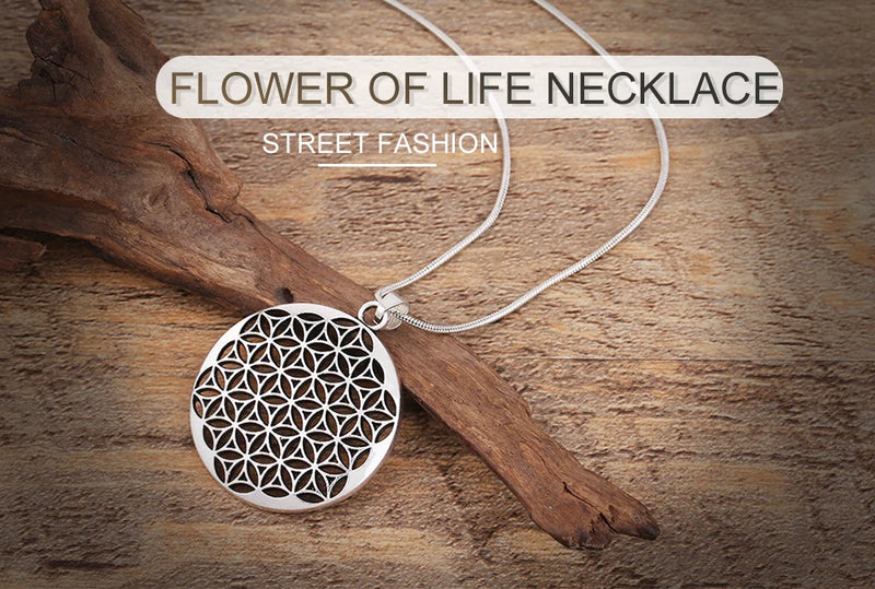 My Shape Flower of Life Mandala Necklace for Women Pendant Sacred Geometry Aesthetic Choker Fashion Jewelry Gifts Link Chain