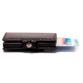 RFID Business Credit Card Holder Men Multifunction Automatic Aluminium Alloy Leather Cards Case Mini Wallet Slim Coin Purse