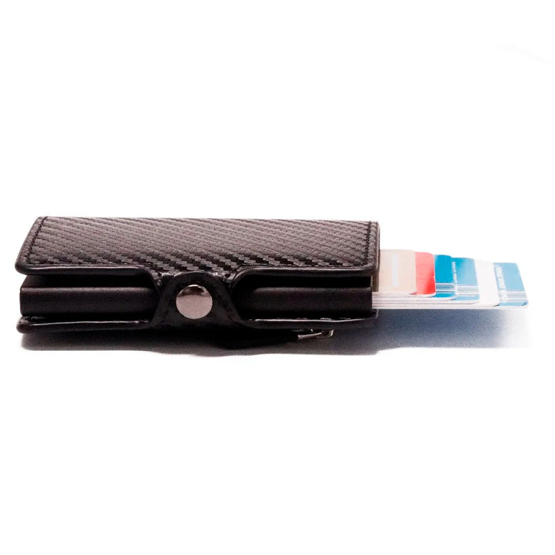 RFID Business Credit Card Holder Men Multifunction Automatic Aluminium Alloy Leather Cards Case Mini Wallet Slim Coin Purse